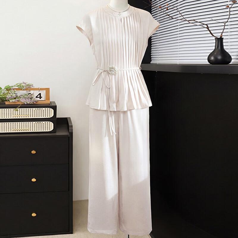 Elegant Chiffon Short-Sleeve Two-Piece Summer Set XL
