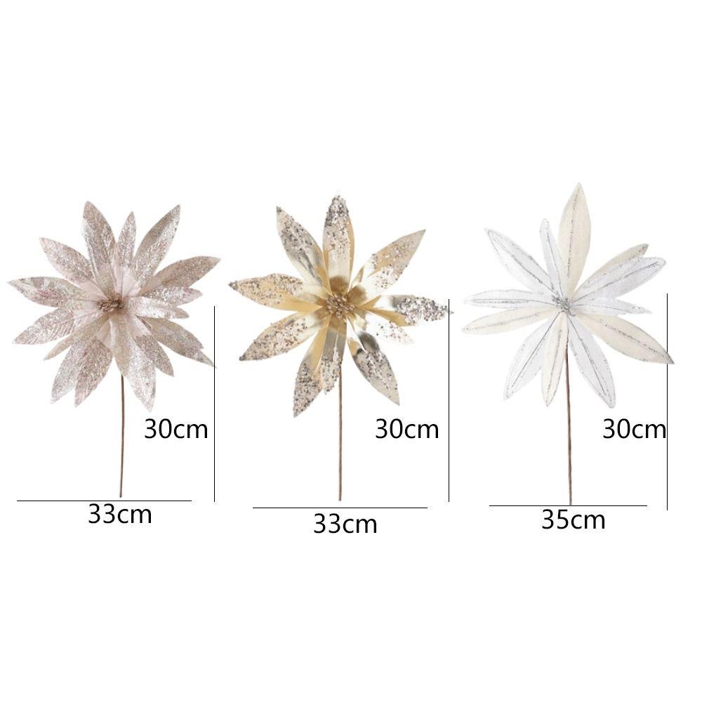 Simulation Christmas Glitter Flower DIY Christmas Tree Decorations  New Year Decor Gifts