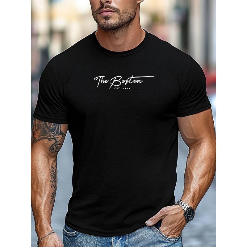 European sizes Men S T-Shirt, Relaxed And Casual, Easy Yet Stylish, Featuring The Boston Logo, Established in 1997 S чёрный