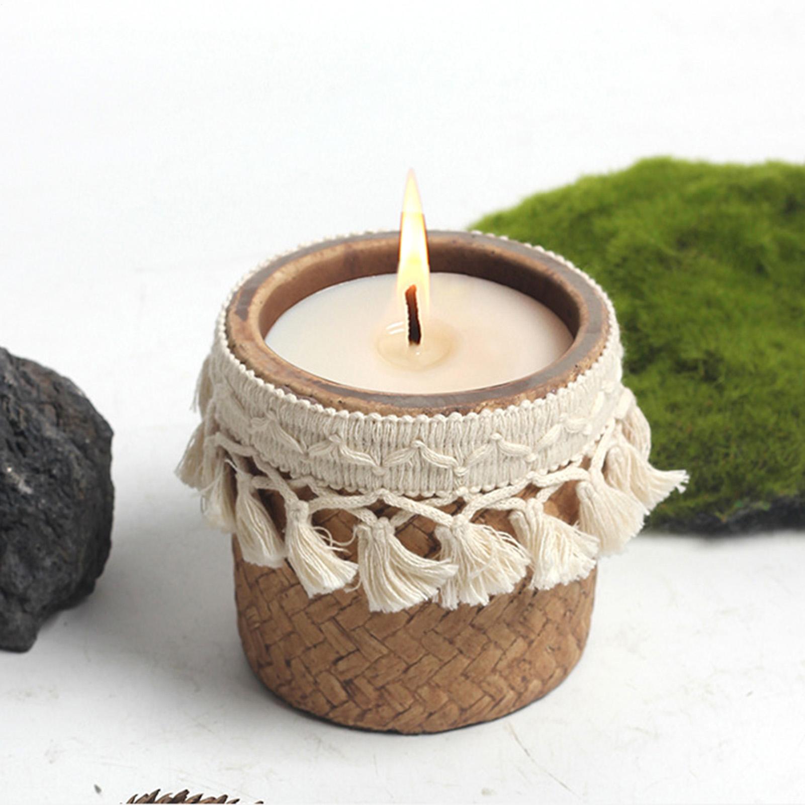 

Candle Containers Wide Mouth Home Decor With Tassel Scented Candle Cup Desk Decor For Shelf Kitchen Bedroom Living Room Bathroom CN