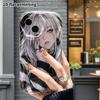 Phone Case: 2D flat, fits iPhone 18, 17, 16, 15, 14, 13, 12Pro protective case, silver long straight hair, perfect Christmas and Halloween holiday gif