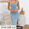 Fashion Summer Spring Solid Color Print Sleeveless U-Neck Casual Dresses