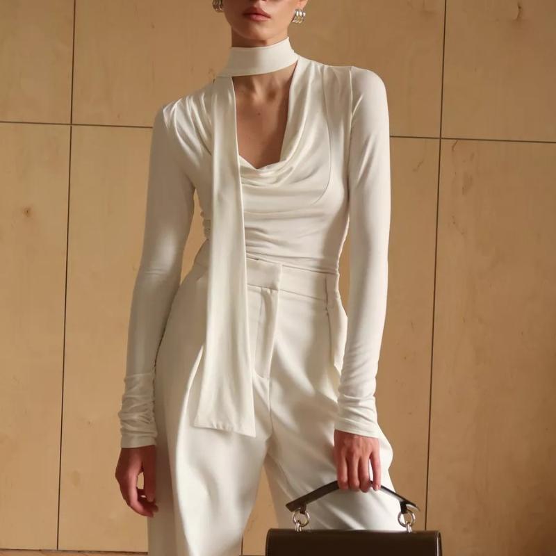 Spring and Autumn Street Long sleeved Slim fit Short Top