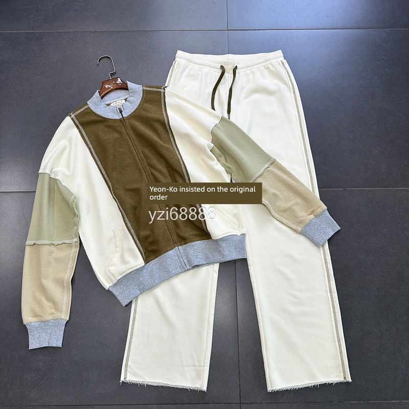 Yanzi Foreign Trade New Brand Exquisite Reverse Circle Cotton Apricot Contrast Color Personality Fashion Brand Sports Set