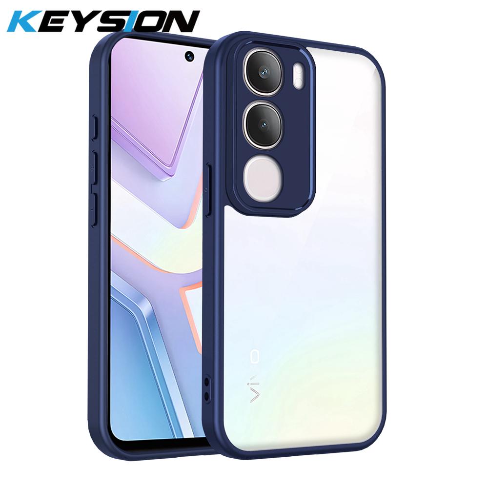 KEYSION Transparent Phone Case for VIVO Y31 5G Soft Silicone+PC Clear Shockproof Phone Back Cover for VIVO Y31 5G