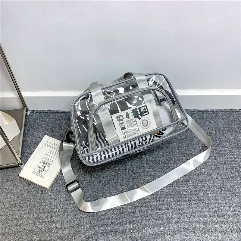 Trend Transparent Trip Beach Sling Carry Bags Roomy PVC Sports Jelly Shoulder Bags Compact Toiletry Organizer Handbags