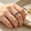 Retro Woven Twist Silver Band: Unique, Simple Open-Ended Crossed Finger Ring for Women