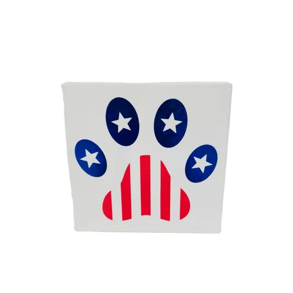 4 Pieces 4th Of July Decor Wooden Patriotic Decorations, Wooden Patriotic Star USA LOVE And Cat Paw Table Signs Fourth Of July Table Decorations
