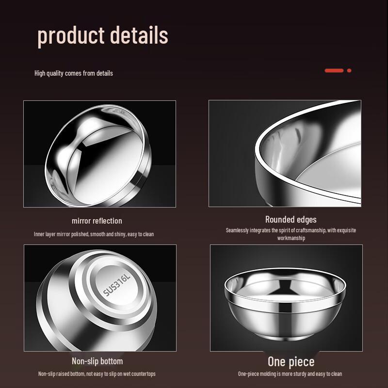 Ciotola a doppia parete in acciaio inossidabile 316 per alimenti Vnash