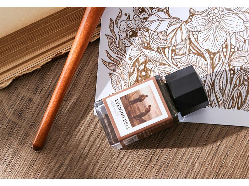 Cartoon Wooden Pen Holder with Glass Dip Pen, Light Color Outlining Pen, Drawing Pen, and Watercolor Brush