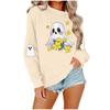 Women's Fashionable Casual Long-sleeved Halloween Printed Round-neck Top