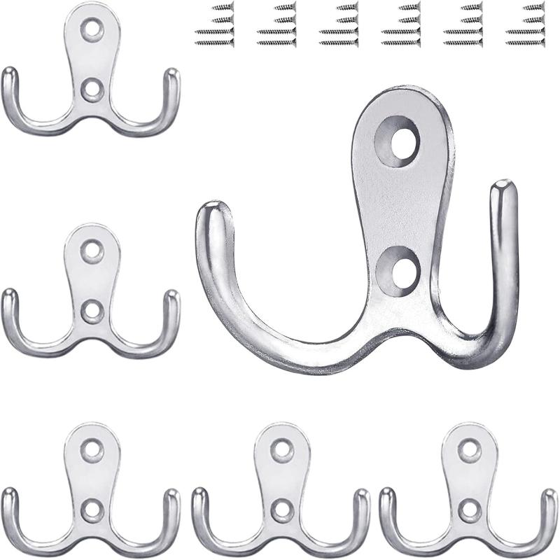 10/5Pcs Coat Hooks Wall-Mounted 2 Hole Towel Hanger For Coats Hat Clothing Home Storage Hook Wall Hook Towel Hanger For Hardware