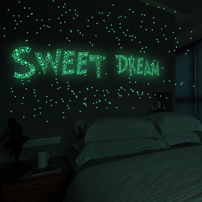 Luminous 3D Pentagram and Dot Glow Stickers for Children's Bedroom Decor