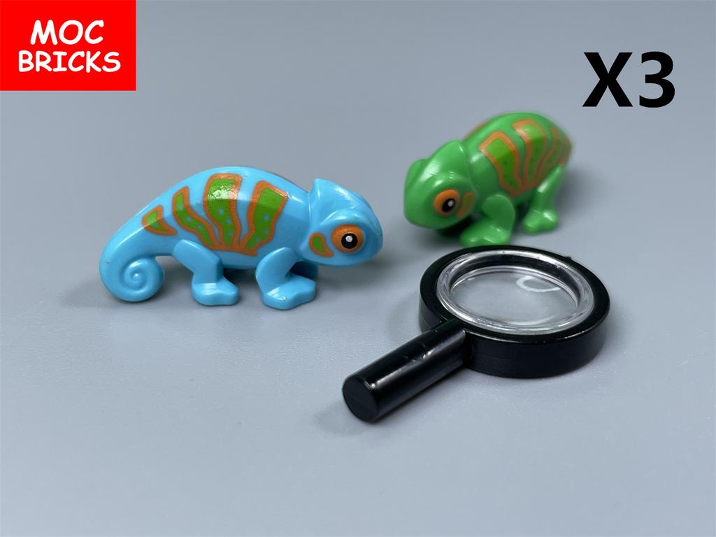 Non-Toxic Moc Bricks Lizard Animal 57763 Tree Rings Magnifier Diy Farm Forest Explorer Educational Building Blocks Toys Kids Gifts