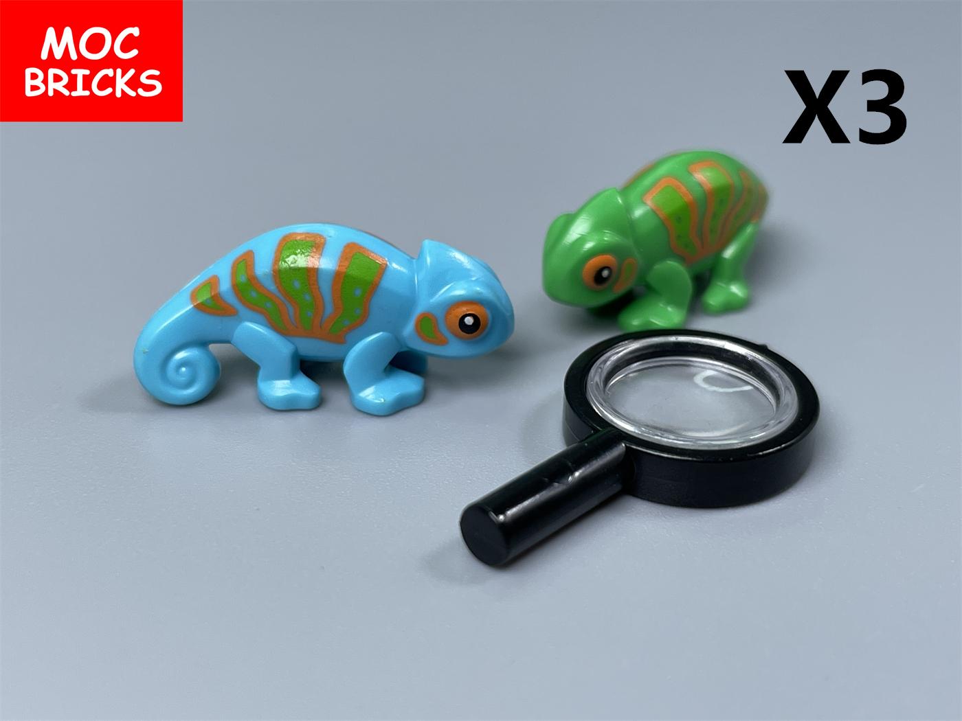 

Non-Toxic Moc Bricks Lizard Animal 57763 Tree Rings Magnifier Diy Farm Forest Explorer Educational Building Blocks Toys Kids Gifts