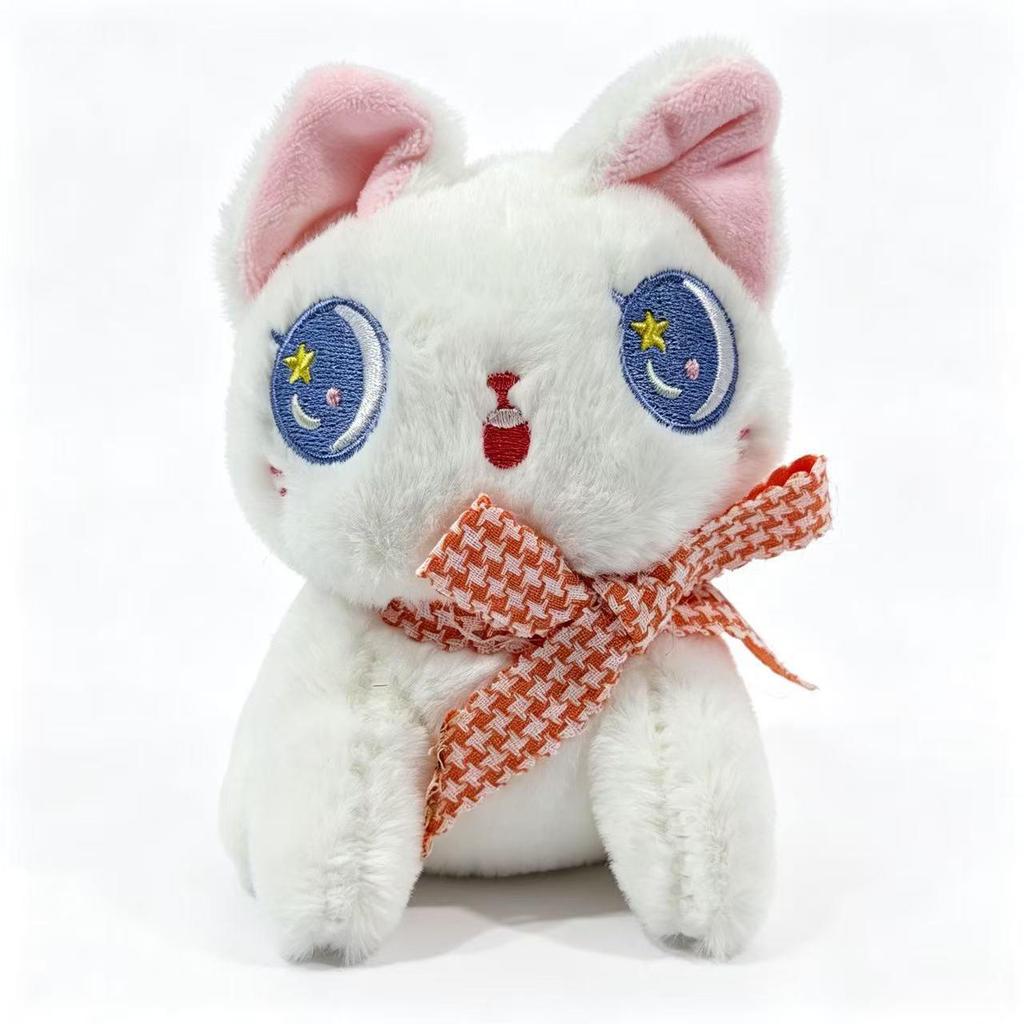 Big-Eyed Cat Plush Keychain & Earphone Case Pendant