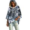 Women's Casual Camouflage Print Hooded Pullover Top with Three-Quarter Sleeves