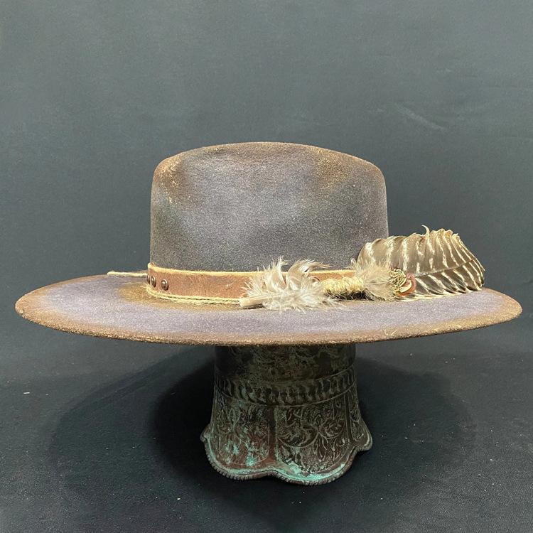 Чистошерстяная Цилиндр Ретро Ретро-стиль Шляпа-федора Мужская и Женская Этнический стиль Шляпа из войлока