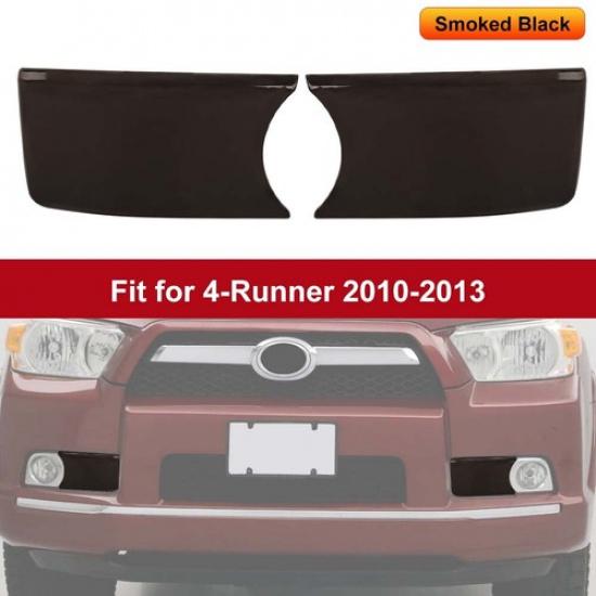 2PC Smoked Black Front Fog Light Guard Cover Trim Overlay For 4Runner 2010-2013
