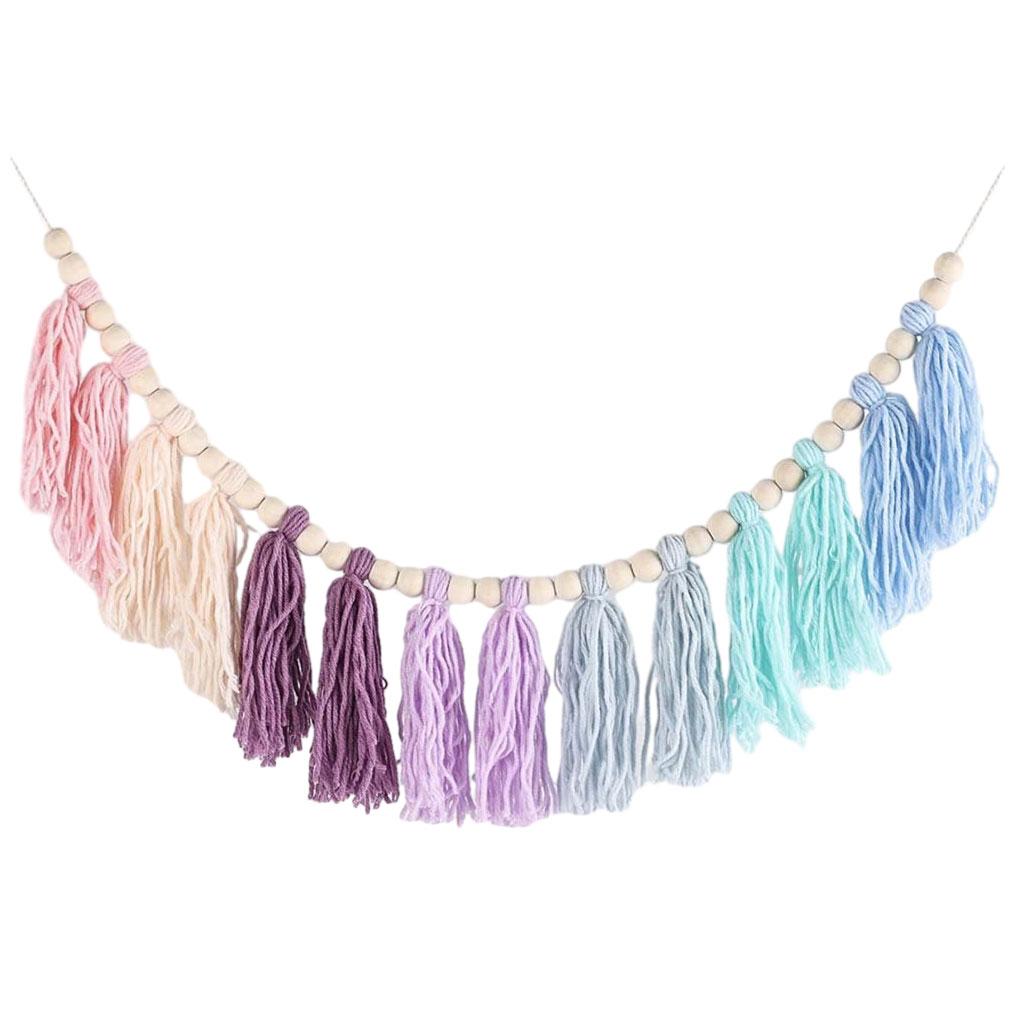 Cotton Tassel Garland Pastel Banner Addition To Nursery Room Girls Bedroom Accessories Easy Hanging