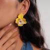 Iron Cloth Colorful Flower Earrings Oil Drip Floral Ear Studs Exaggerated Ear Pendant  Summer