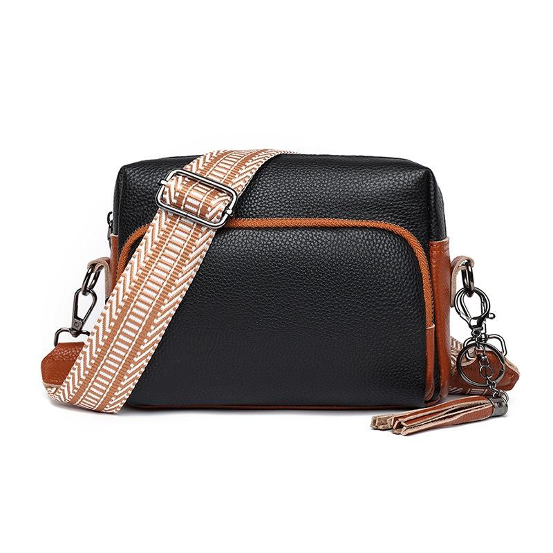 

New women s retro bag trend fashion simple shoulder messenger bag first layer cowhide mini square bag чёрный