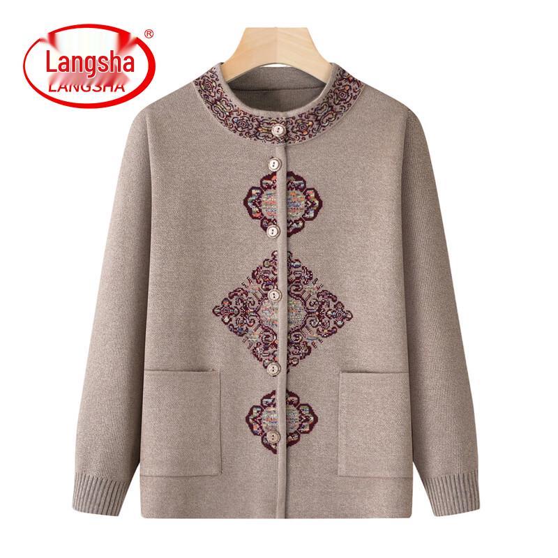 LANGSHA Women's Mid-Aged V-Neck Cardigan Sweater