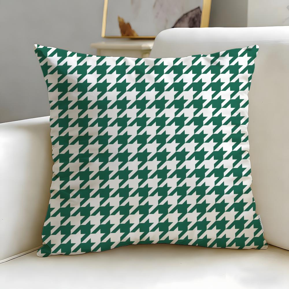 Houndstooth Pattern Cushion Cover Soft  EasyWash Pillow Case  Versatile for Couch Bed Travel and Office