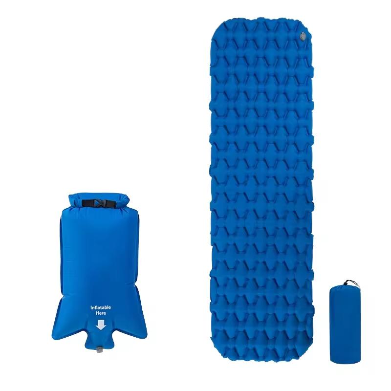 Outdoor Camping Inflatable Sleeping Mat 5cm Thick Padding Durable Built Foot Pump Waterproof Lightweight Design Multiple Colors
