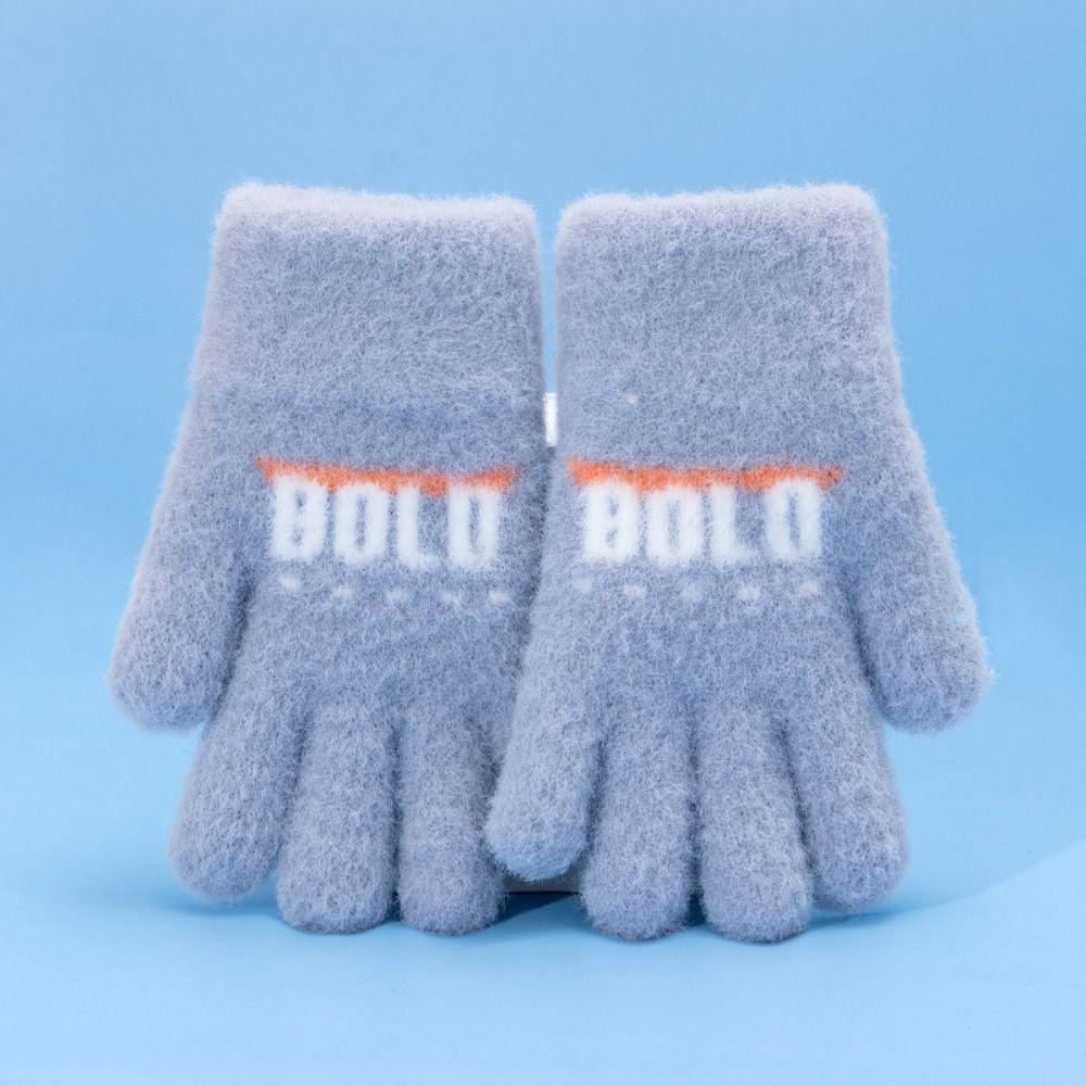 5-10 Jahre Elastische Vollfinger-Fäustlinge Verdicken Samt Warme Fäustlinge Winter Kinder Babyhandschuhe
