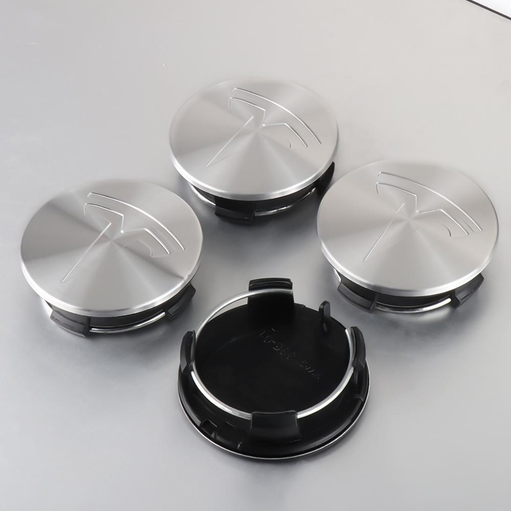 UBFMQ1 4pcs 56mm Black Silver Car Wheel Center Caps Rims Hub Cover Logo For Tesla Model 3 Y X S Hubcaps Auto Accessories