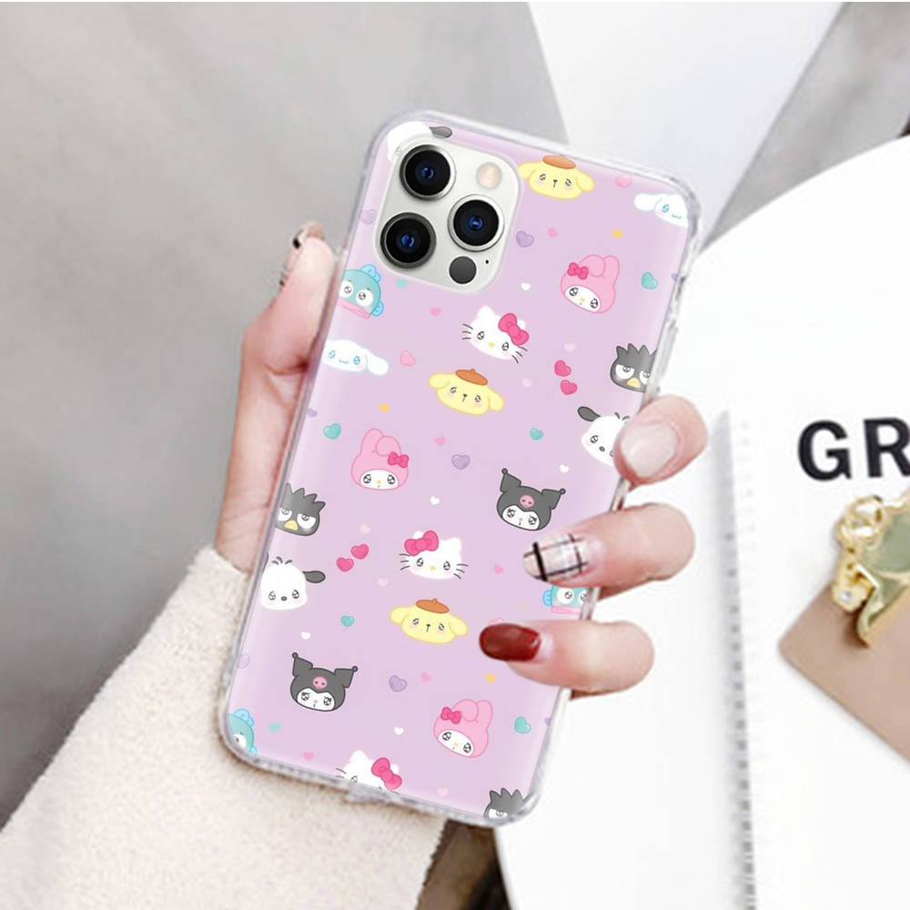 JZ6 Sanrio Cartoon Transparent Case for Samsung A04 A14 A23 M33 M53 Realme 10 9 C35 C55 VIVO Y02 X80 Infinix Hot 30 Note 11 Tecno Spark 8P Pro
