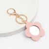Cute Flower Makeup Mirror Keychain: PU Leather, Portable Pocket Mirror & Car Pendant