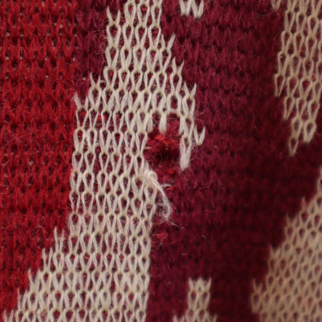 30s Vintage Emblem Pattern Long Sleeve Sweater Bordeaux Knit Men's Used