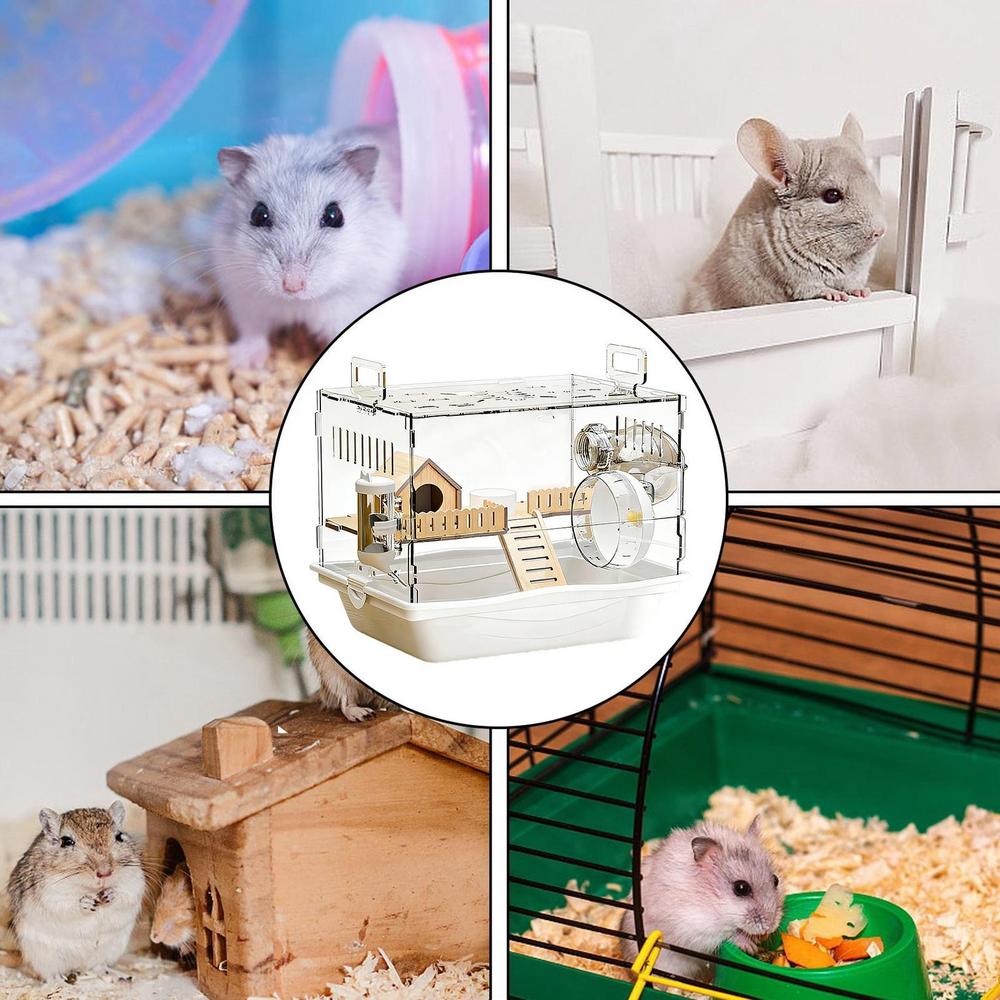 Acrylic Hamster Cage Transparent Cage For Animal Small Pet Spacious Habitat For Gerbil Chinchilla Bunny Ferret Hamster Dwarf