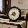 Retro Table Clock Nordic Luxury Advanced Desk Clocks Living Room Bedroom Desktop Clocks Solid Wood Decorative Silent Clock