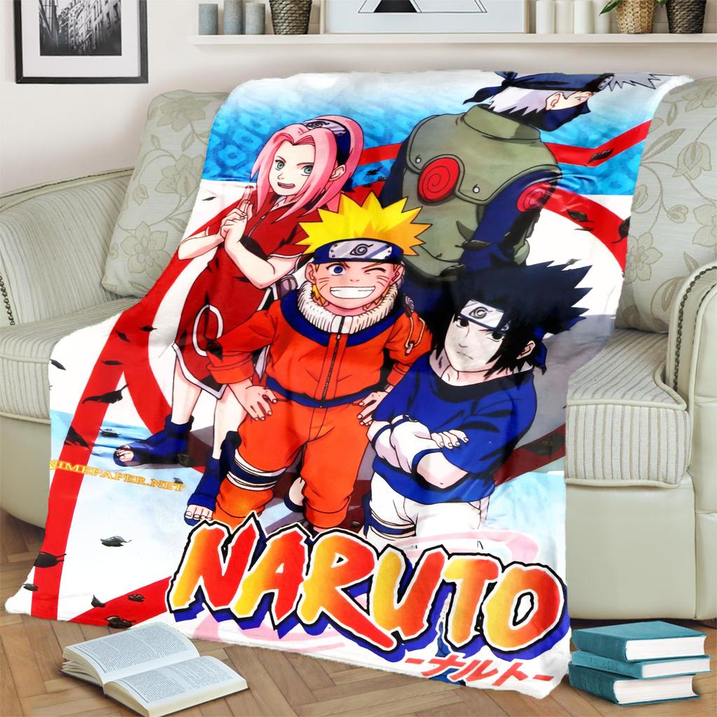 Anime-Naruto Print Blanket Warm Comfortable Flannel Blanket for Bedrooms, Sofas, Beds, Chairs, Picnics, Travel -LXR43