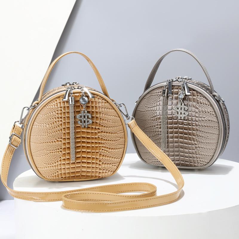 New Popular Bright Leather Small Round Bag Fashion Versatile Round Women's Handbag High Quality One Shoulder Crossbody Bag