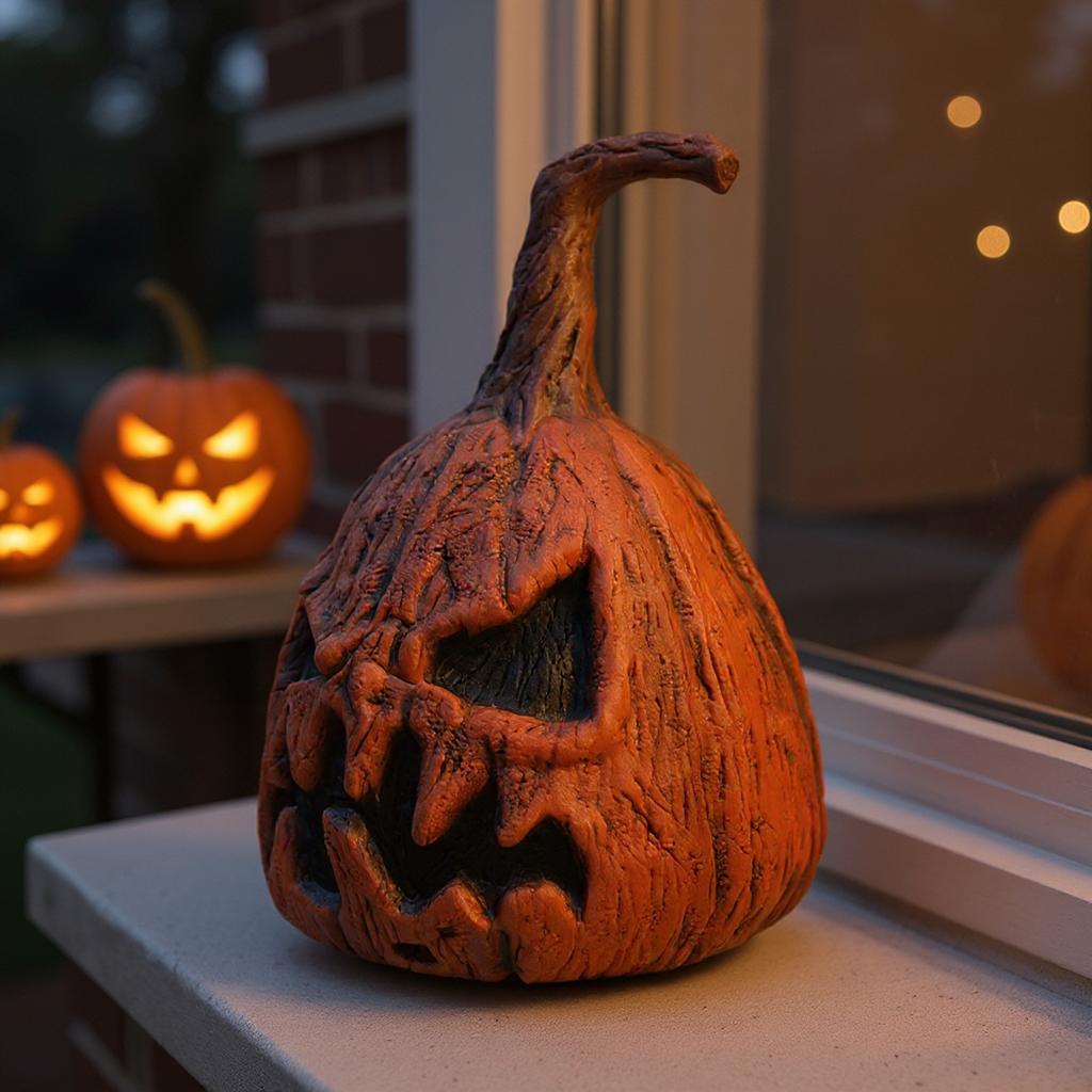 Halloween Pumpkin Latex Material Non-deformation Luminous Sounding Pumpkin Ornaments Latex Horror Pumpkin Head (need To Bring 3 AA Batteries)