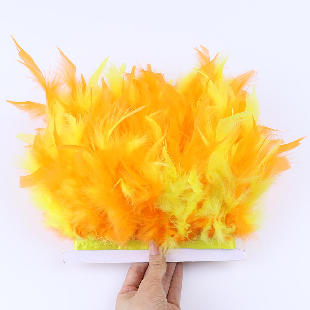1Meter Mixed Color Turkey Feather Trim Fringe 10-15cm Dyed Feathers Ribbon for Costume Party Dress Decoration Accessory Crafts