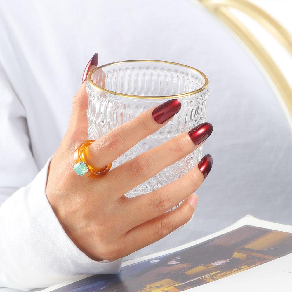 Cool Trendy Women Rhinestone Girls Irregular Finger Ring Geometric Transparent Resin Rings