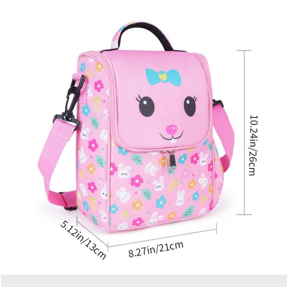Oxford Cloth Cartoon Lunch Bag Coffee Pink Black Blue Aluminum Foil Lining Thickened Thermal Insulation Bag Cartoon Pattern