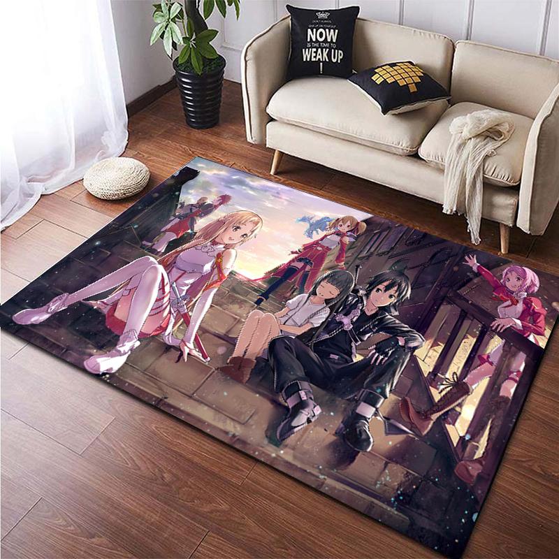 Hot Anime SAO Sword Art Online Modern House Living Room Floor Matte Bedroom Carpet Poster Mat Pattern Decorative Square Rug Gift