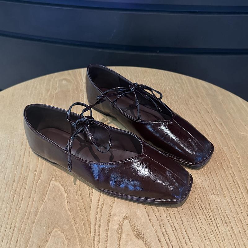 Fashion SUOJIALUN 2025 Brand Women Vintage Flats Shoes Big Size Ladies Elegant Lace-Up Low Heels Shoes Classic Suqare Toe Casual Loafers