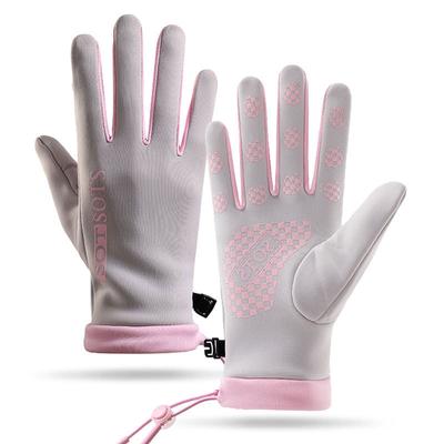 Warm Gloves for Women In Autumn and Winter New Style Plus Velvet Windproof and Cold-resistant Outdoor Riding Driving Anti Slip Touch Screen Gloves