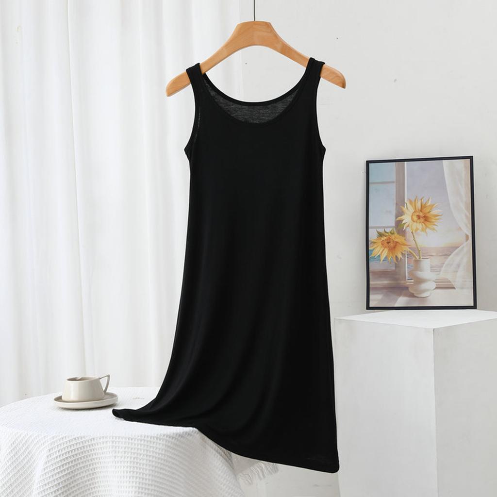 Women's Fashion Round Neck Sleeveless Tank Top Colour Casual Underwear Home Dress