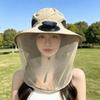 Foldable Solar Fan Hat With Net Mesh Fishing Bucket Hat Fashion Mosquito Head Net Hat  Fishing