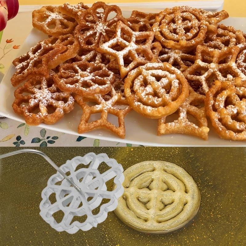 Formička na sušenky Bunuelos s dřevěnou rukojetí Forma na bunuelos Forma na rozety Formičky z hliníkové slitiny na smažené pochoutky