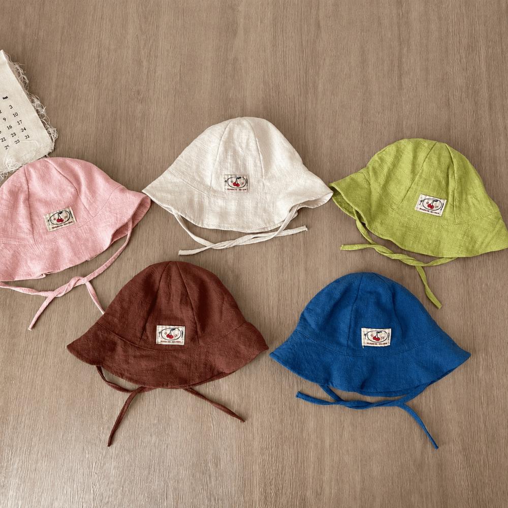 Solid Color Baby Sun Hat Soft Cotton-Linen Bucket Hat Cute Fisherman Cap Summer