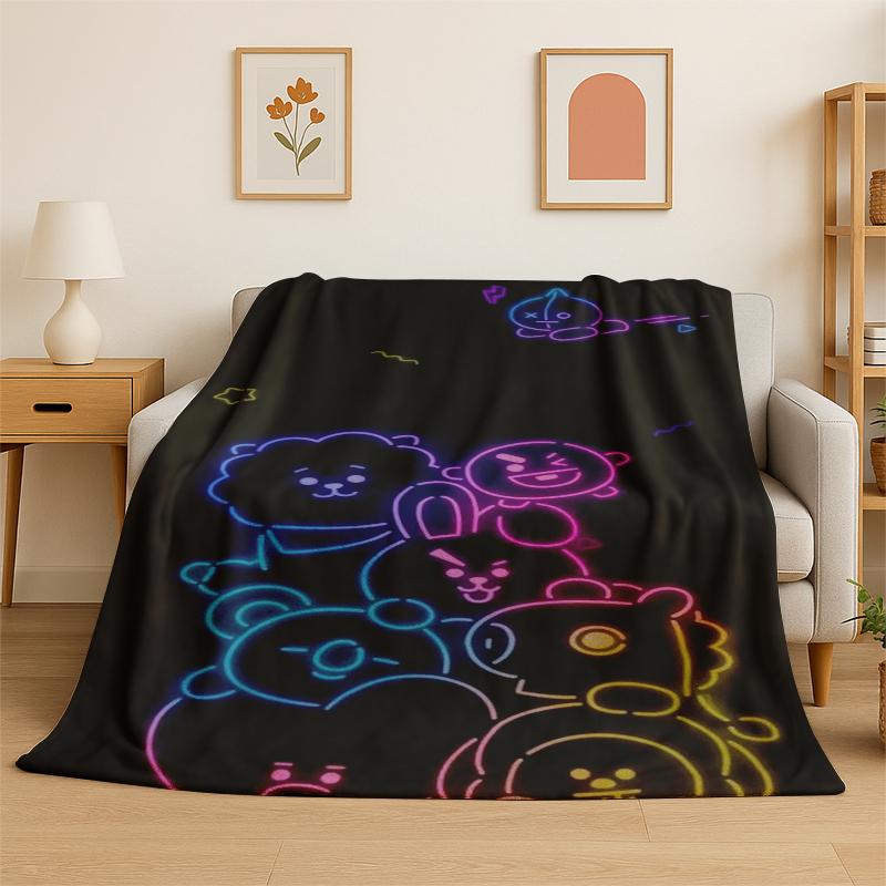 Kpop BBTS Fashion Group Stern Flanelldecke Weiche Warme Überwurfdecke für Schlafzimmer Wohnzimmer Bett Reise Camping Picknick Geschenk